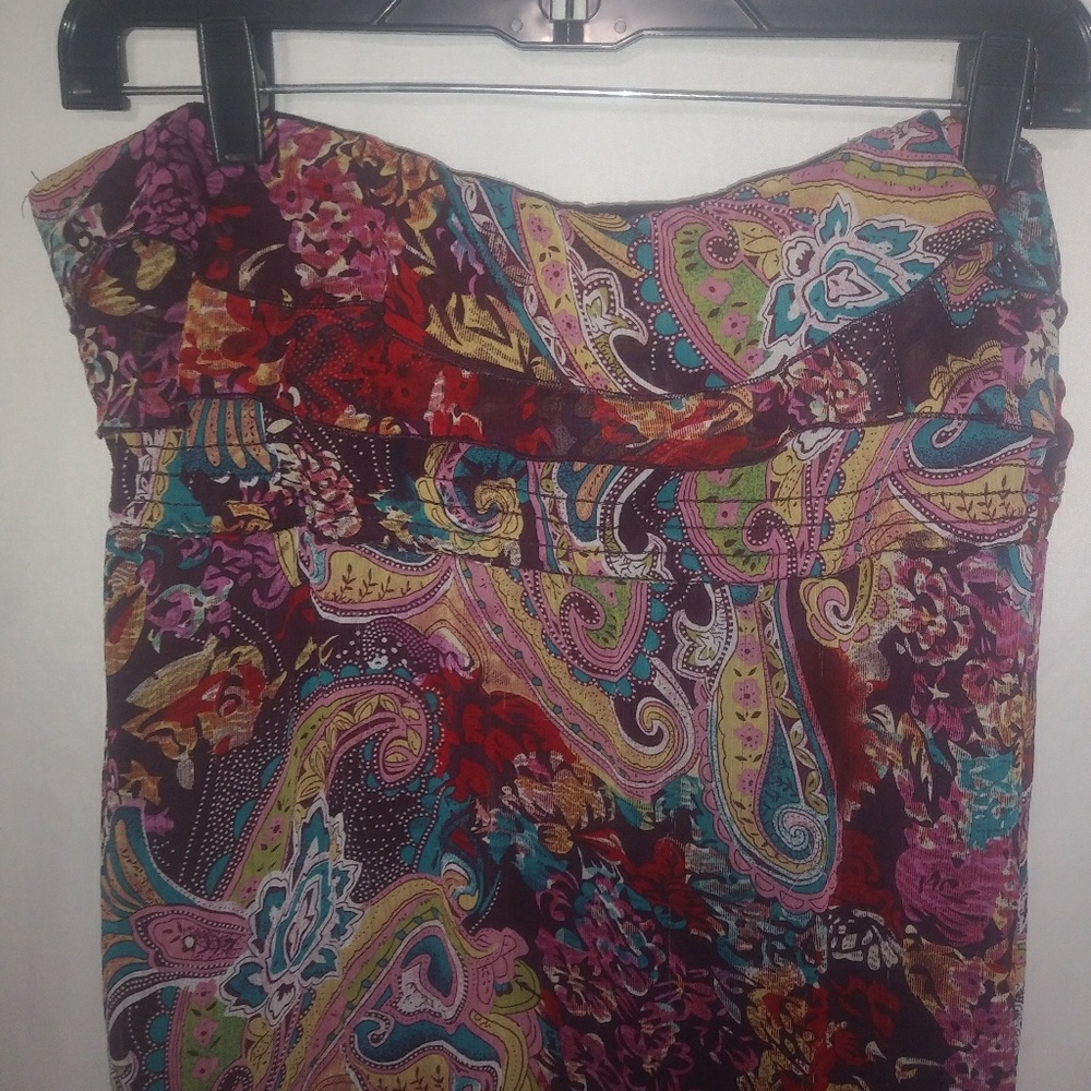 Xhilaration S Strapless Boho Maxi Dress In Burgandy Paisley - Image 4